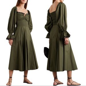 Lug Von Siga | Serena Ruffle-Trimmed Pleated Cotton Poplin Midi Dress - US 4